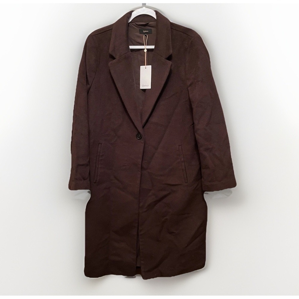 NWT Quince Wool Cashmere Classic Single-Breasted Coat - Dark Chocolate - Size L